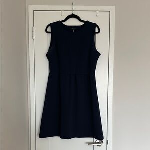 Sleeveless Navy Blue Textured Dress